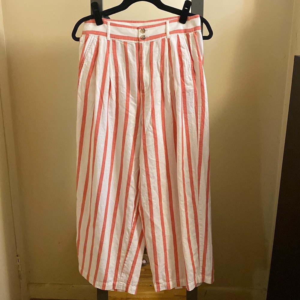 Madewell White Red Striped Pants